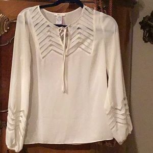 Esley Off White Boho Top w/ Puffed Sleeves